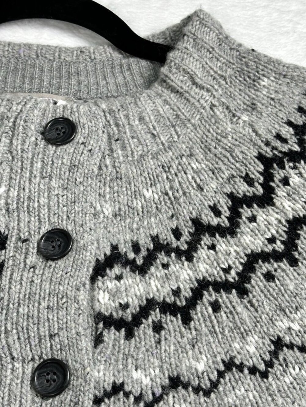 J.Crew Women Fair Isle Cardigan In Wool Alpaca Blend Gray Large Cabin Core NWT - Picture 6 of 16